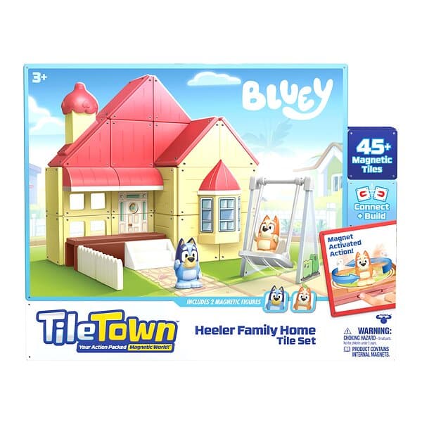 Moose Toys Bluey Tile Town Bluey Heeler House Byggset 46 Bitar