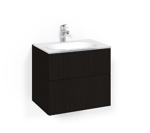 Macro Design Crown Line Servantskap 2-skuff med Glasservant Svart eik 60cm Glass Edge Hvit