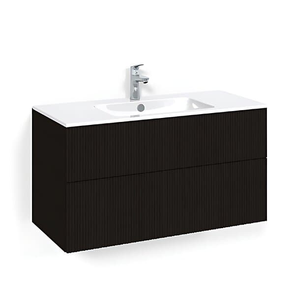 Macro Design Crown Line/push-open Servantskap 2 Skuff med Light Servant Svart eik 100cm 14