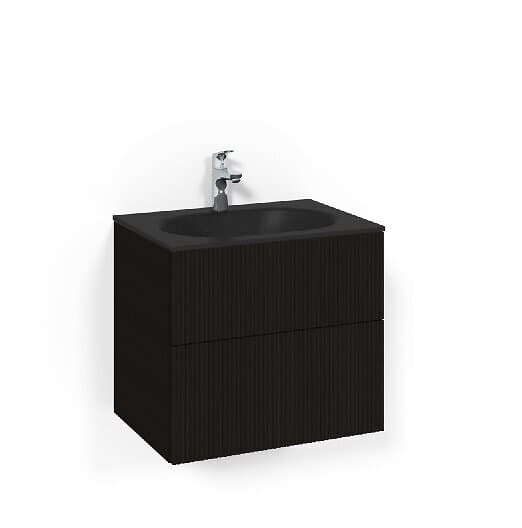 Macro Design Crown Line/push-open Servantskap 2-skuff med Glasservant Svart eik 60cm Glass Edge