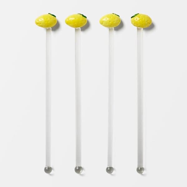 Åhléns Home Drinkpinne i glas LEMON, 4-pack Gul