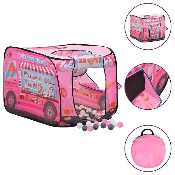 vidaXL Lektält med 250 bollar rosa 70x112x70 cm