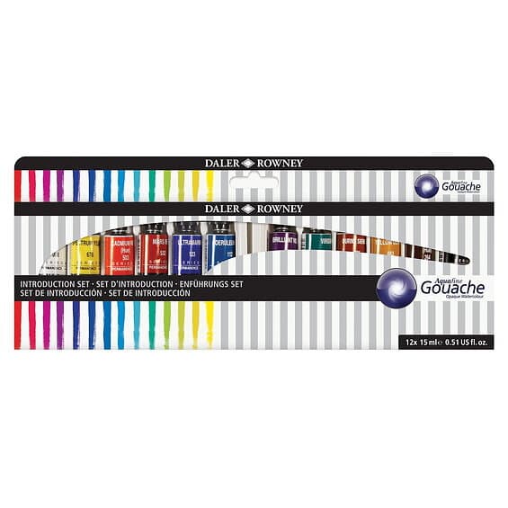 Daler-Rowney Aquafine Gouache introduktions-set med 12x15ml gouachefärg