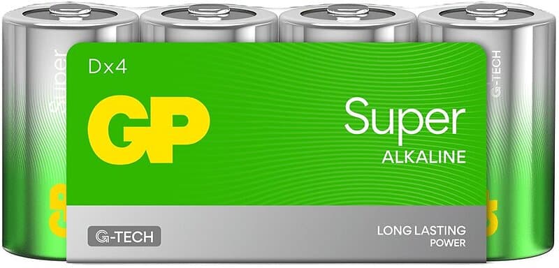 GP Batteries Super Alkaline Battery, Size D, 13A/LR20, 1,5V, 4-pack