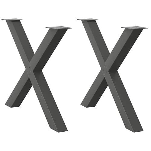 vidaXL Matbordsben X-formad 2 st antracit 90x(72-73) cm stål