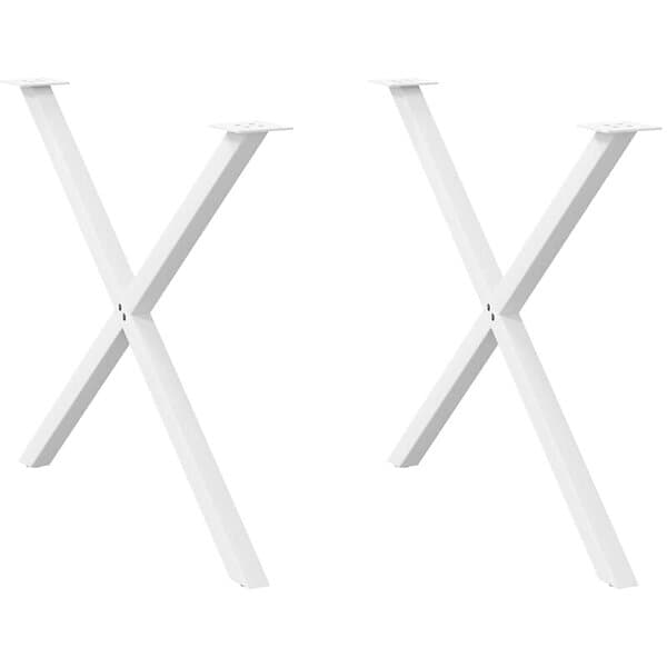 vidaXL Matbordsben X-formad 2 st vit 90x(72-73) cm stål