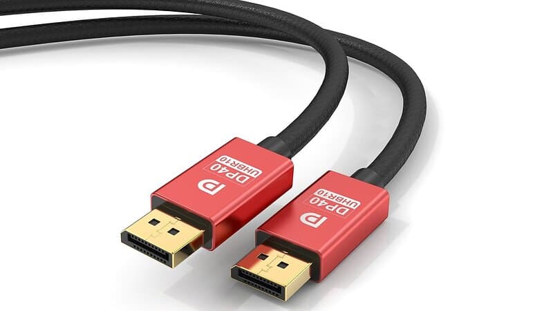 NÖRDIC 5m nylonflätad Displayport 2,1 kabel DP40 UHBR10 40Gbps 8K30Hz 4K144Hz