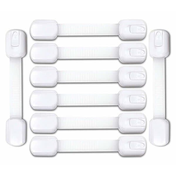 Justerbara barnsäkra skåpslås, 8-pack