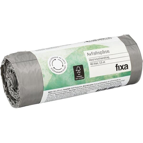 Fixa Avfallspåsar Knythandtag 40 Liter 15 st