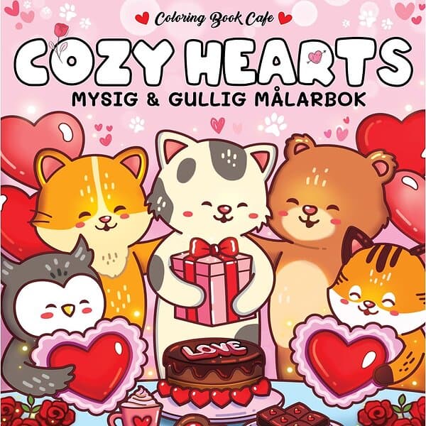 Målarbok Cozy Hearts