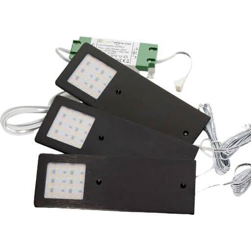 Loevschall Stella spot i svart, med on/off/dim knapp, 3 spots kit