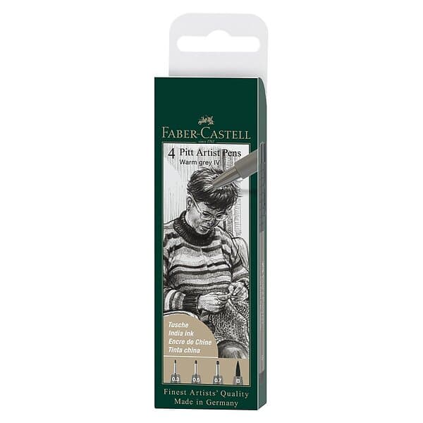 Faber-Castell PITT artist pen set 4-pack – warm grey