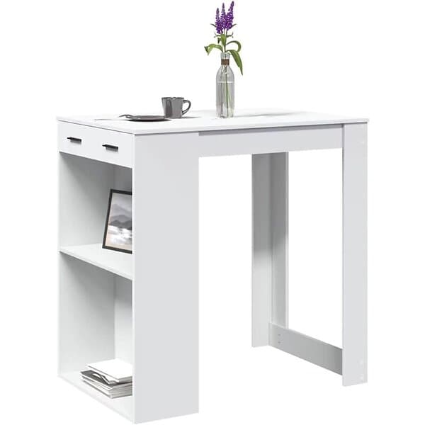 vidaXL Barbord vit 102x70x103,5 cm konstruerat trä