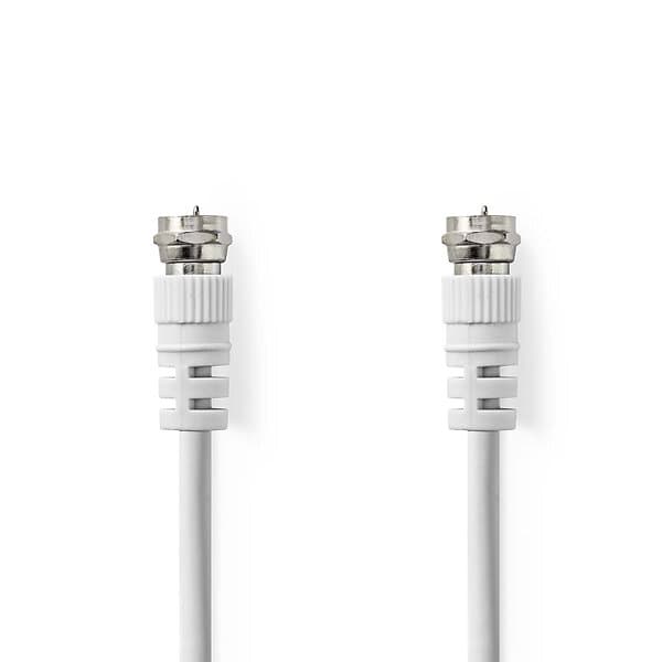 Nedis Satellite & Antenn kabel F Hane F Hane Nickelplaterad 75 Ohm Dubbelskärmad 2,00 m Rund PVC Vit Label