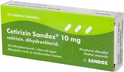 Cetirizin Sandoz 10mg 10 Tabletter