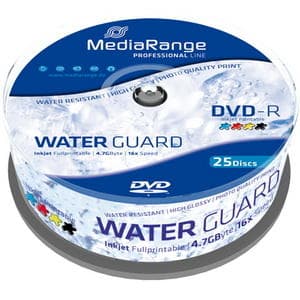 MediaRange DVD-R 4,7GB 16x 25-pack Spindel WaterGuard Glossy Photo Inkjet