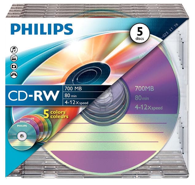Philips CD-RW 700MB 12x 5-pack Jewelcase