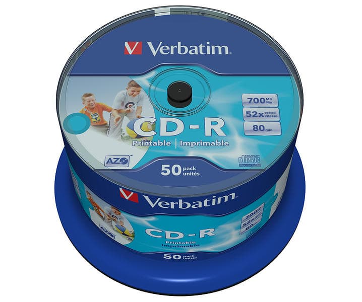 Verbatim CD-R 700MB 52x 50-pack Spindel Wide Inkjet