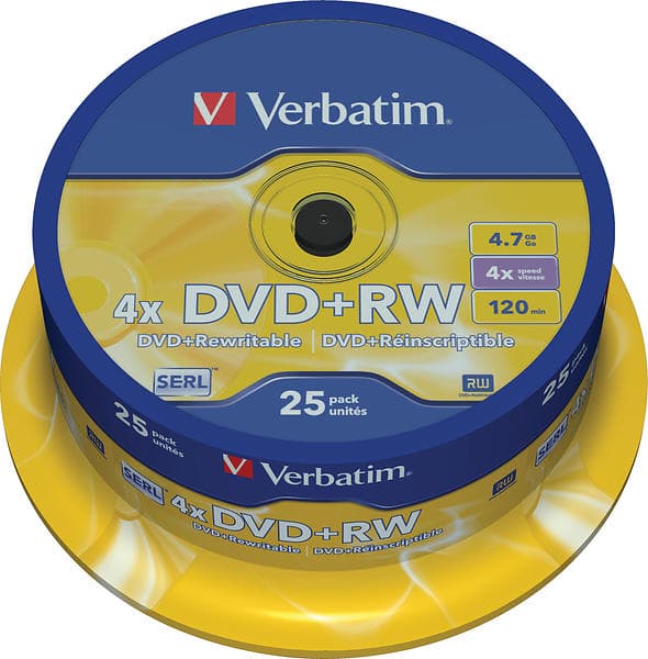 Verbatim DVD+RW 4,7GB 4x 25-pack Spindel