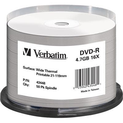 Verbatim DVD-R 4,7GB 16x 50-pack Spindel Wide Thermal Printable