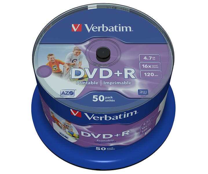 Verbatim DVD+R 4,7GB 16x 50-pack Spindel Wide Inkjet