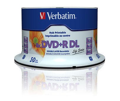 Verbatim DVD+R DL 8,5GB 8x 50-pack Spindel Life Series Wide Inkjet