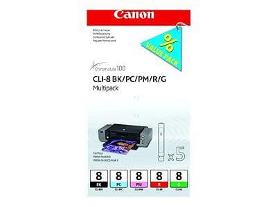 Canon CLI-8BK/PC/PM/R/G (Svart/Fotocyan/Fotomagenta/Röd/Grön)