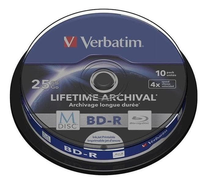 Verbatim M-Disc BD-R 25GB 4x 10-pack Spindel Inkjet