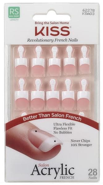 Kiss Nails Salon Acrylic French False Nails 28-pack