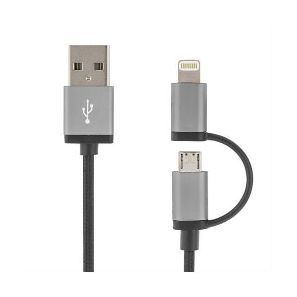 Deltaco Prime USB A - USB Micro-B 2.0 (with Lightning) 2m