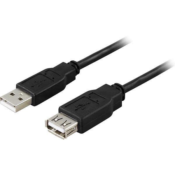 Deltaco USB A - USB A M-F 2.0 3m