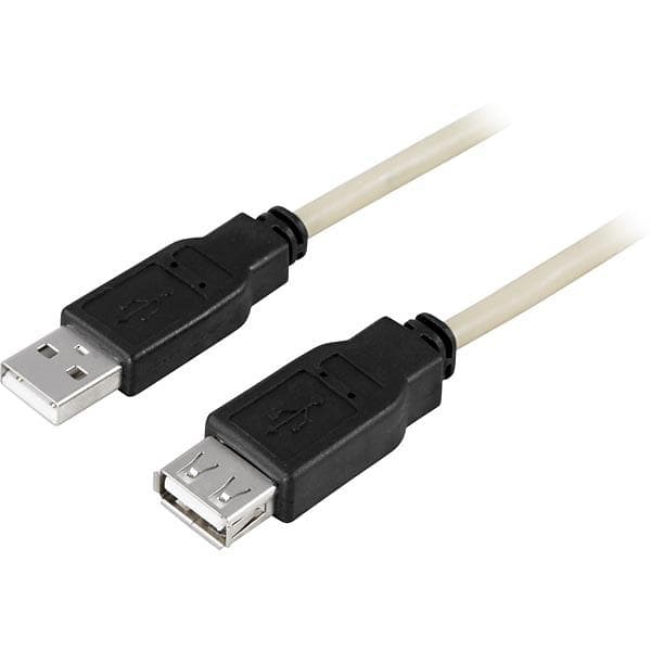 Deltaco USB A - USB A M-F 2.0 5m