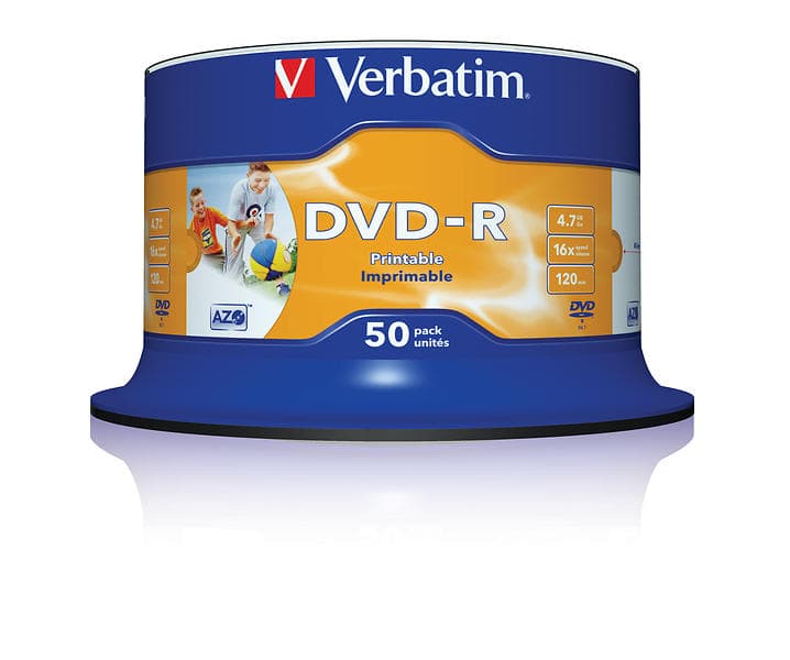 Verbatim DVD-R 4,7GB 16x 50-pack Spindel Wide Inkjet