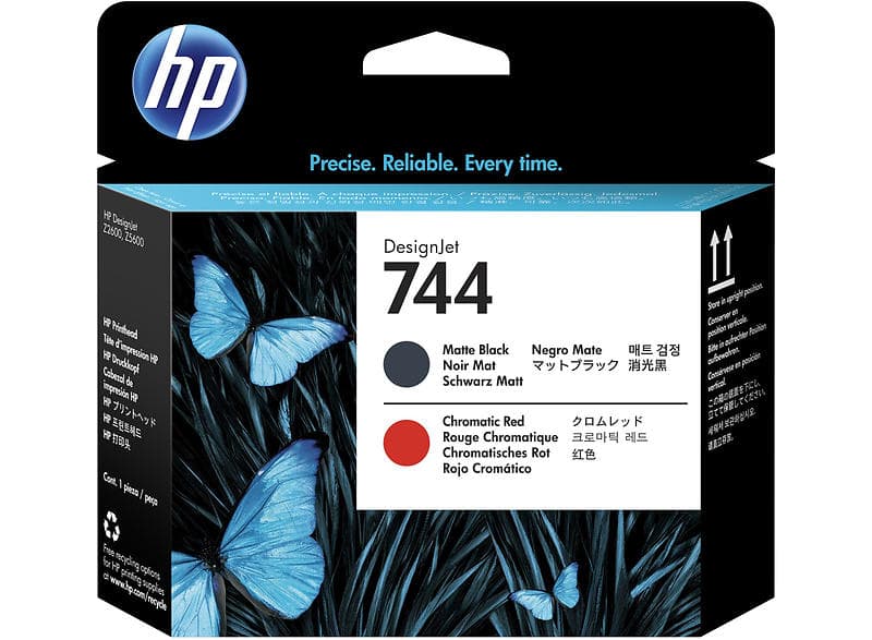 HP 744 Printhead (Mattsvart/Kromatisk Röd)