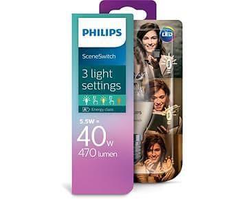 Philips SceneSwitch LED Candle 470lm 2700K E14 5,5W