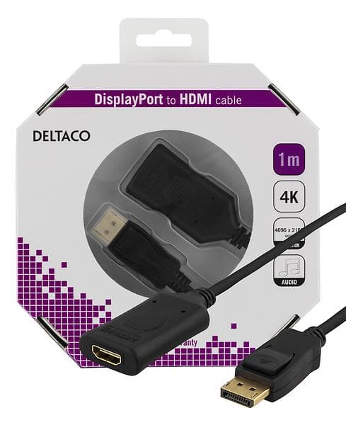 Deltaco Active HDMI - DisplayPort F-M 1m