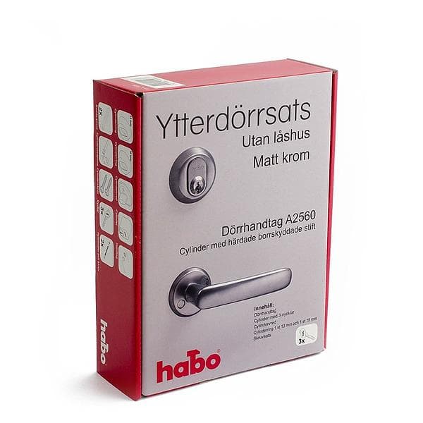 Habo A2560 Ytterdörrsats Utan Låshus (Matt Krom)