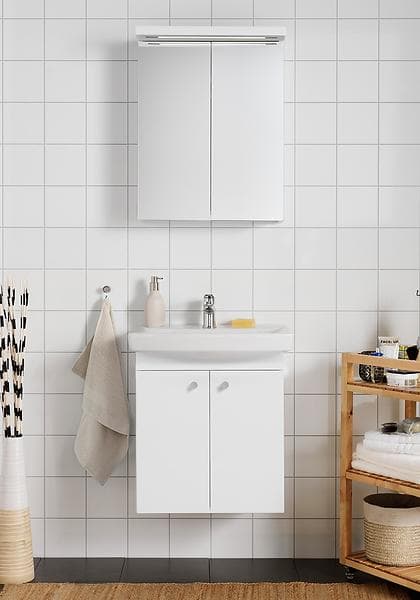 Hafa Life Komplett Möbel Med 2 Luckor & Spegelskåp 605mm (Matt Vit)