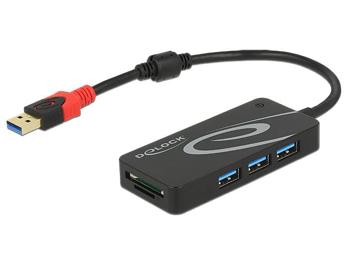 DeLock USB 3.0 Card Reader for microSDXC/SDXC with USB Hub (62899)