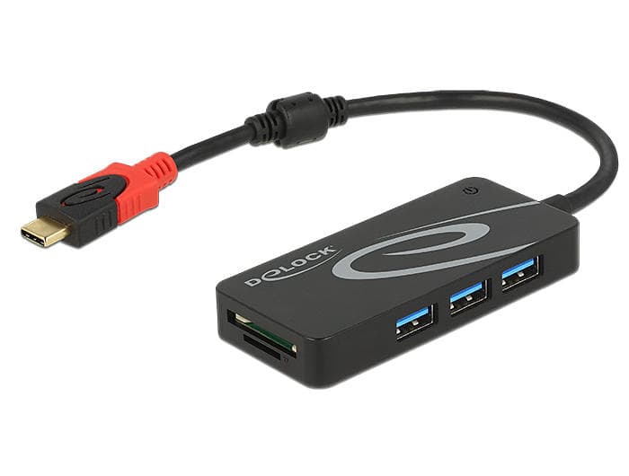 DeLock USB-C Card Reader for microSDXC/SDXC with USB Hub (62900)