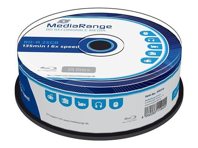 MediaRange BD-R 25GB 6x 25-Pack Spindel