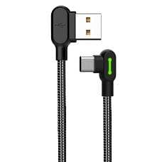 Mcdodo Braided LED USB A - USB C (2x angled) 2.0 1,2m