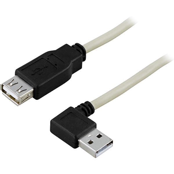 Deltaco USB A - USB A (angled) F-M 2.0 0,2m