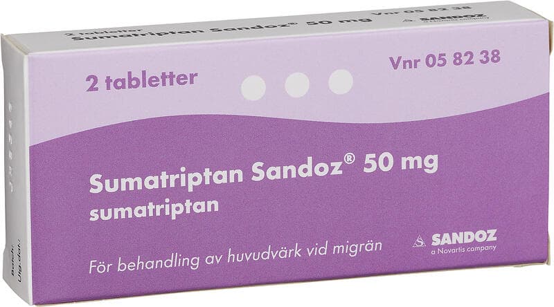 Sandoz Sumatriptan 50 mg 2 Tabletter