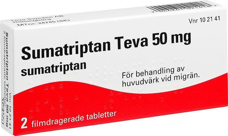 Teva Sumatriptan 50 mg 2 Tabletter