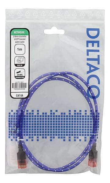 Deltaco Tough Slim U/UTP Cat6a RJ45 - RJ45 1m