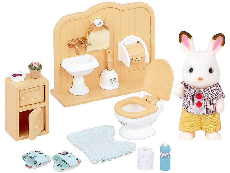 Sylvanian Families Chocolate Rabbit and Toilet Set 5015