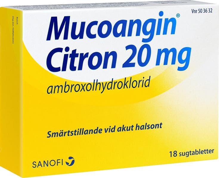 Mucoangin Citron 20mg 18 Sugtabletter