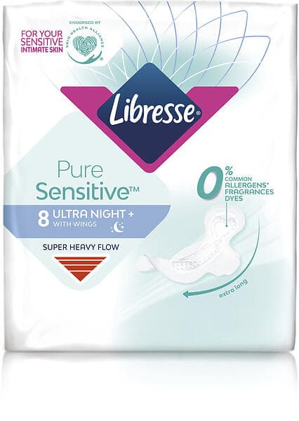 Libresse PureSensitive Ultra Night+ Wings (8-pack)