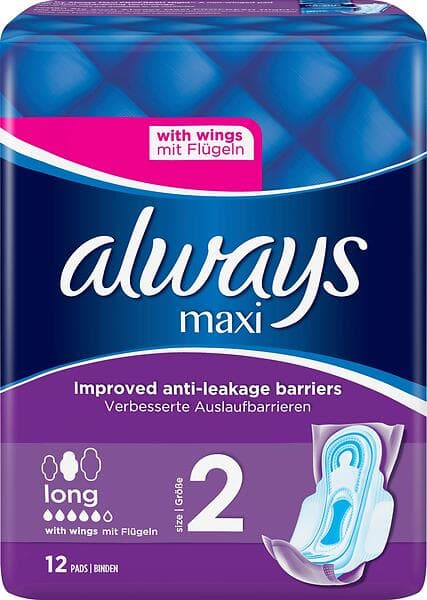 Always Maxi Long Wings (12-pack)